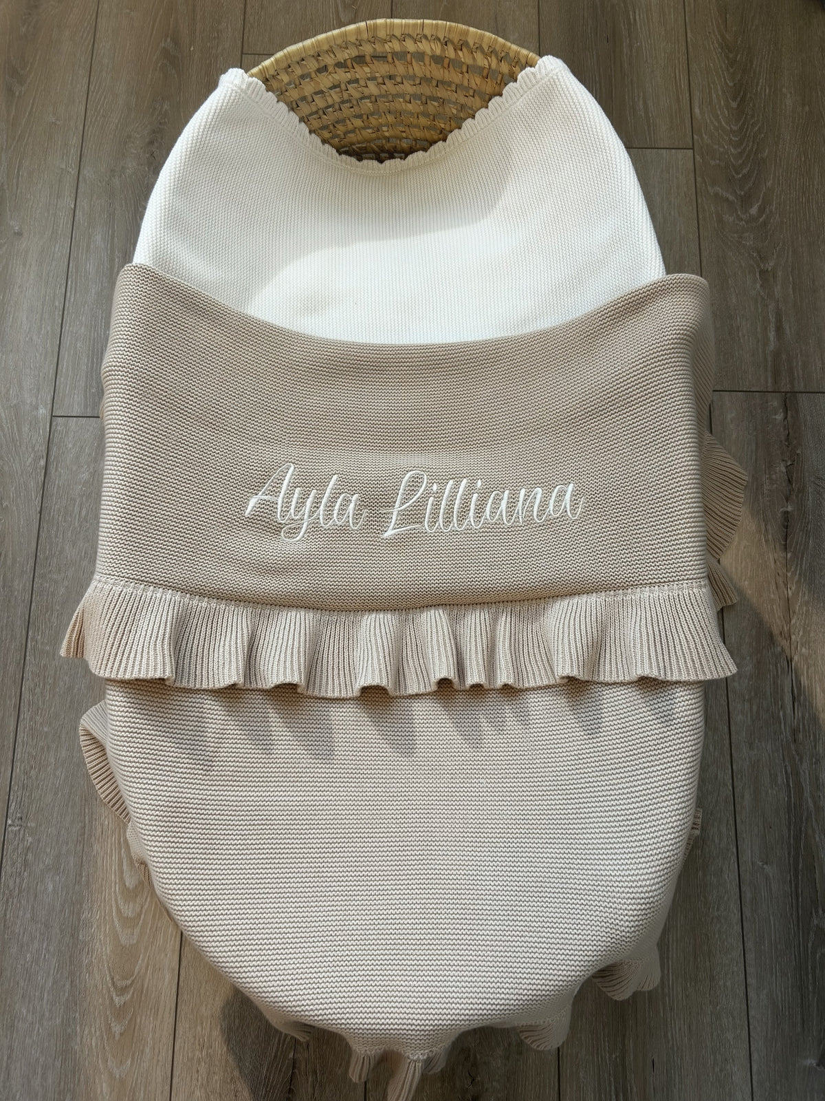 Ruffle Knit Blanket ♡ Oat