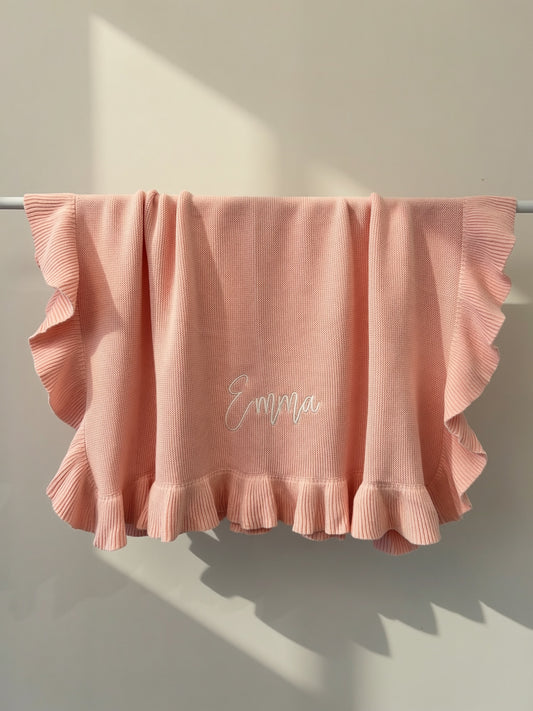Ruffle Knit Blanket ♡ Blush