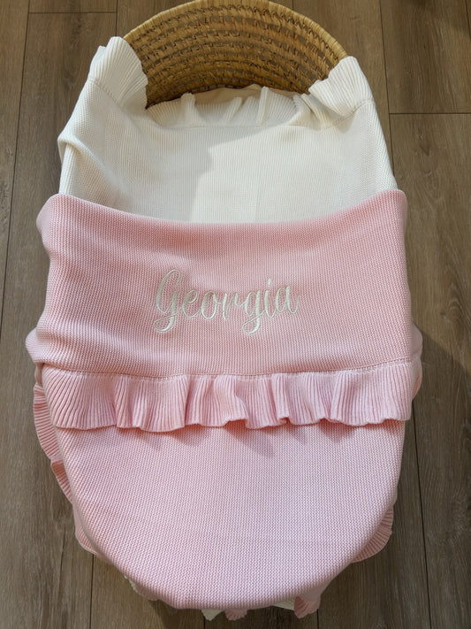 Ruffle Knit Blanket ♡ Blush